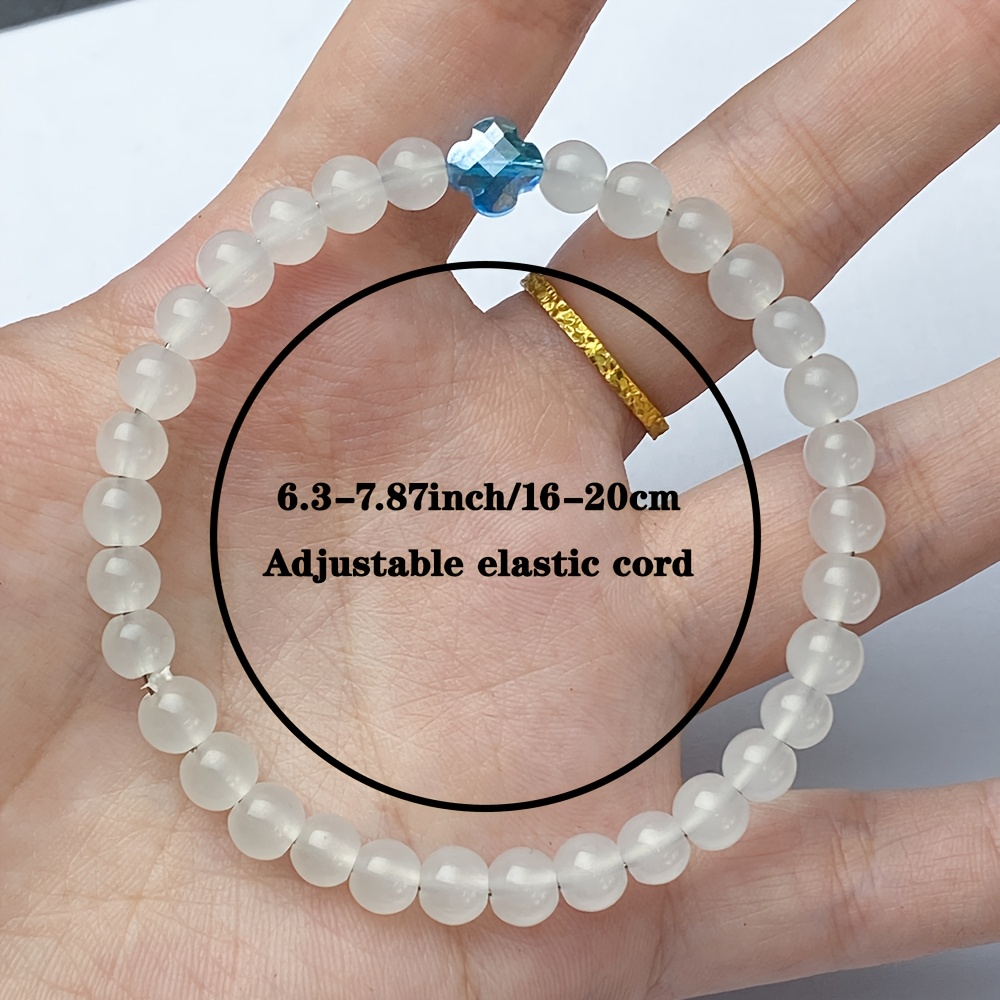 Opal Quartz Beads & Heart of The Ocean Stretch Bracelet, Bohemian